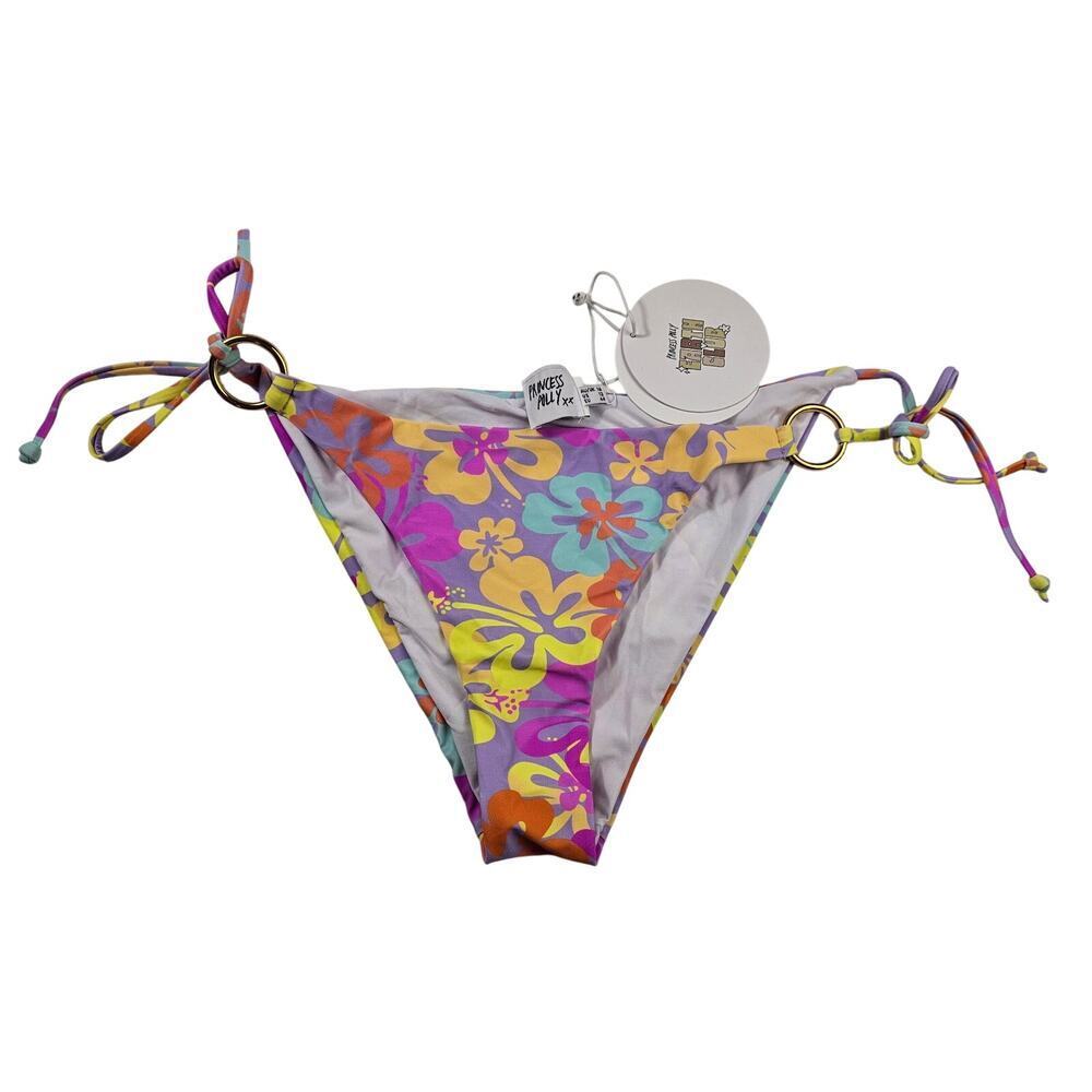 NWT princess polly swim bottoms ONLY tie side bright floral beach 12 US cheeky